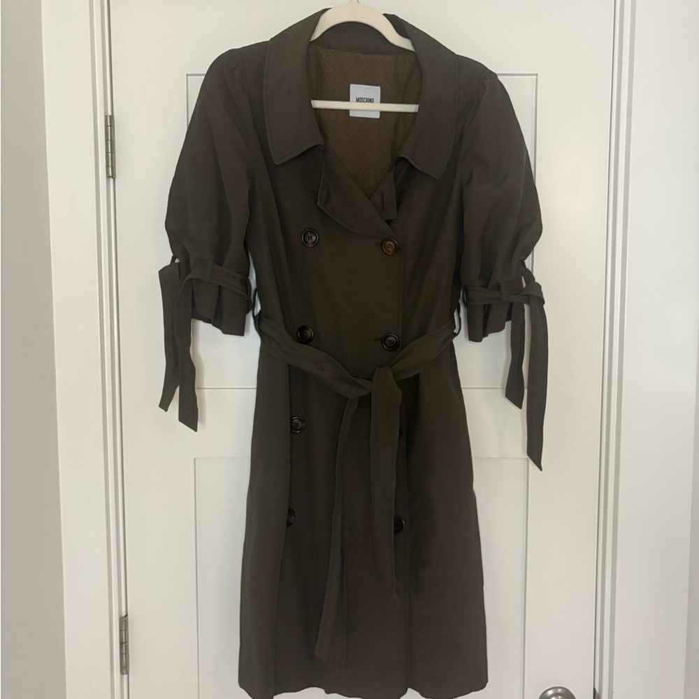 Moschino Double-Breasted Trench Coat Sz 8 - Picture 8 of 10
